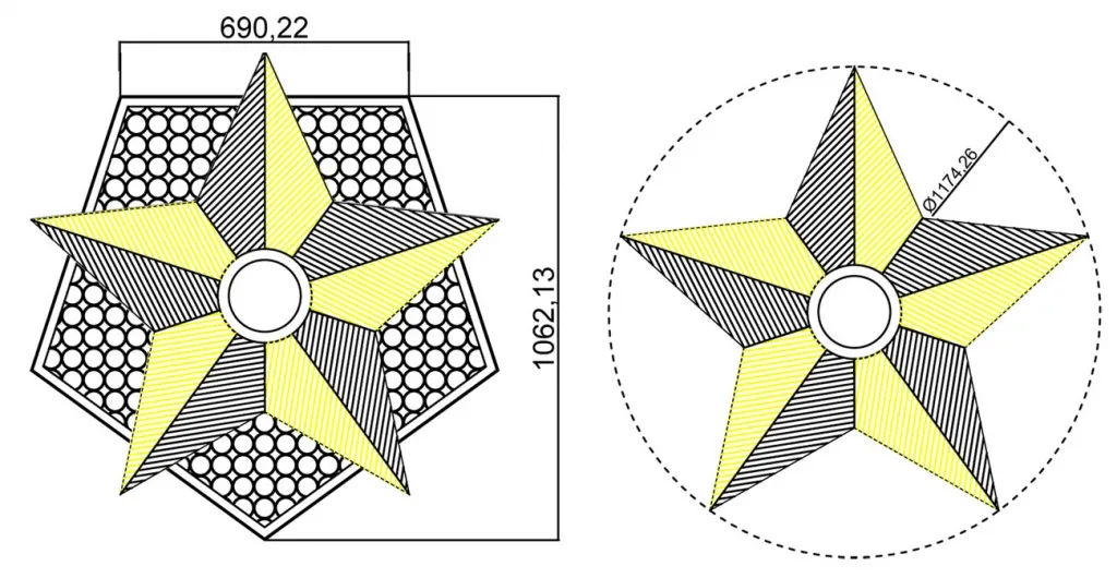 Чертеж вечного огня - схема звезды вечного огня в Сургуте 